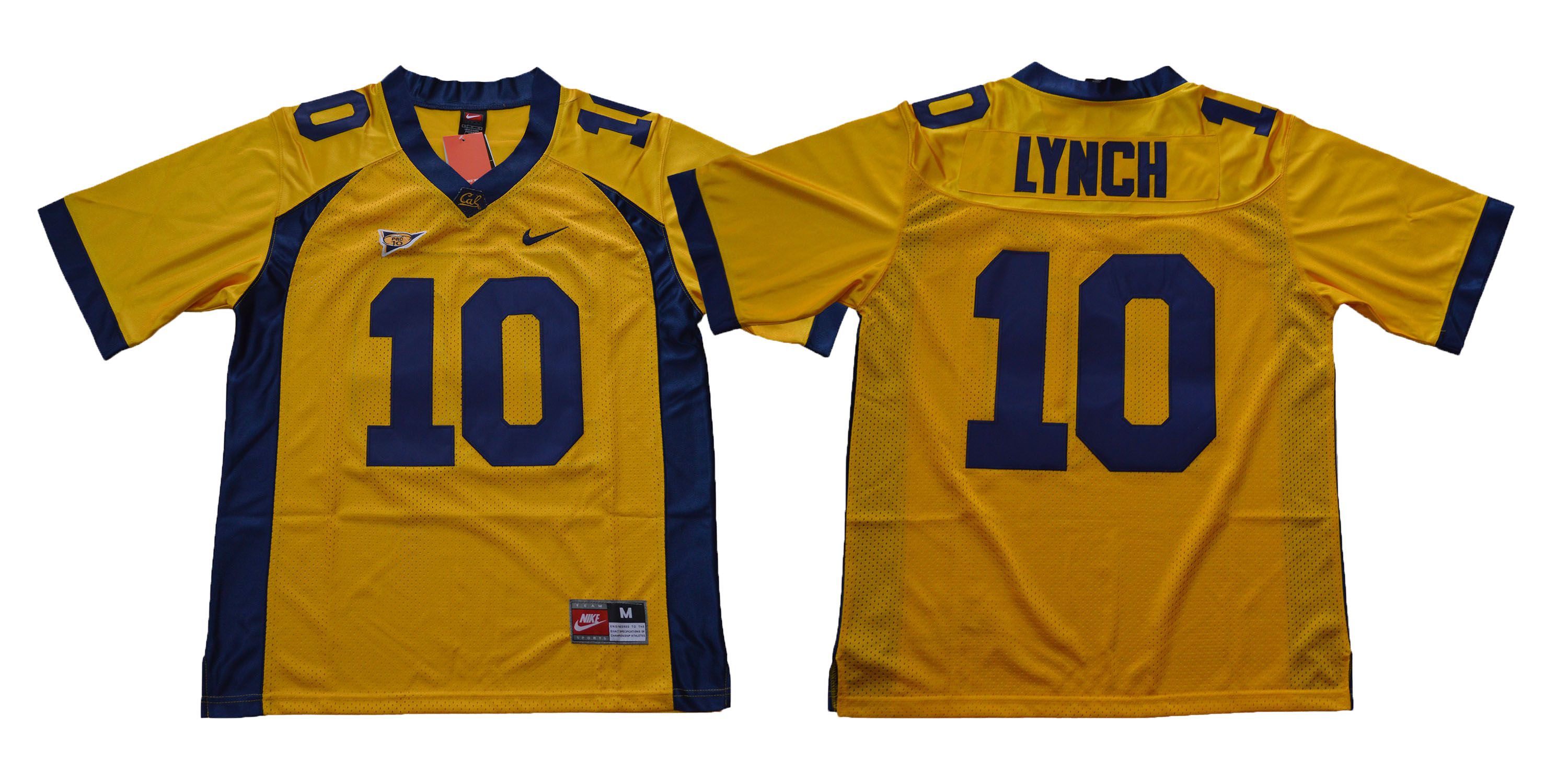 Men California Golden Bears 10 Lynch Yellow Nike NCAA Jerseys